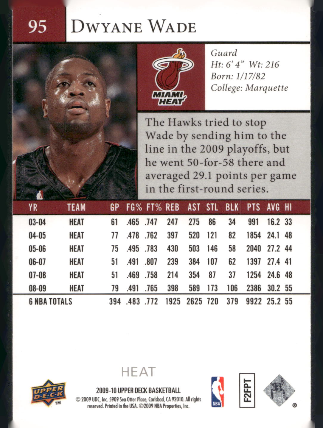 2009-10 Upper Deck #95 Dwyane Wade
