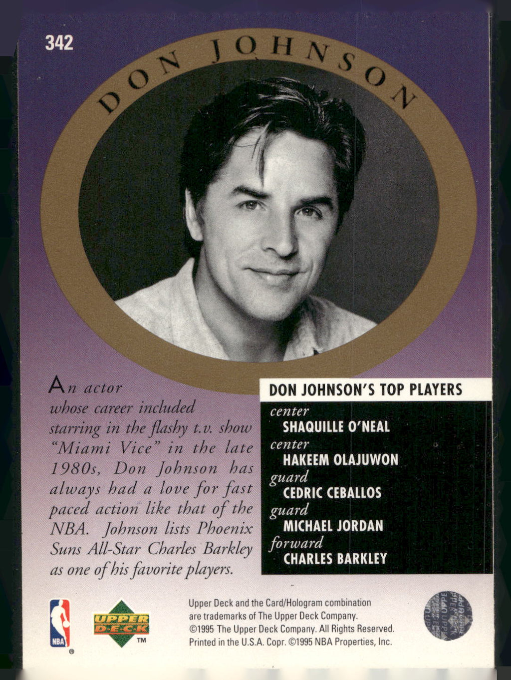 1995-96 Upper Deck #342 Charles Barkley / Don Johnson MA