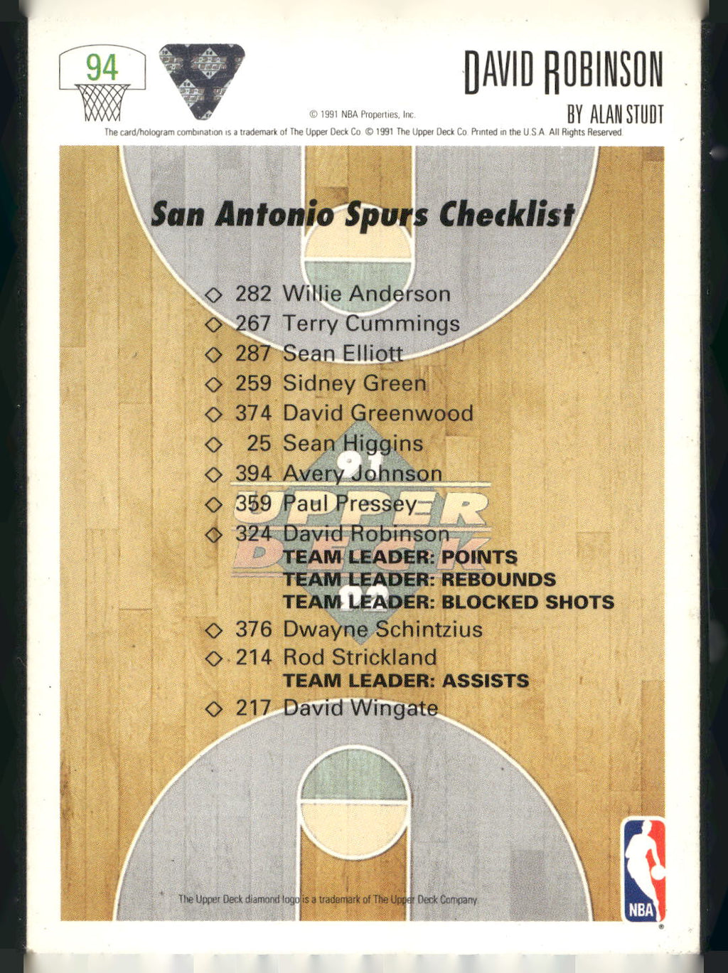 1991-92 Upper Deck #94 David Robinson