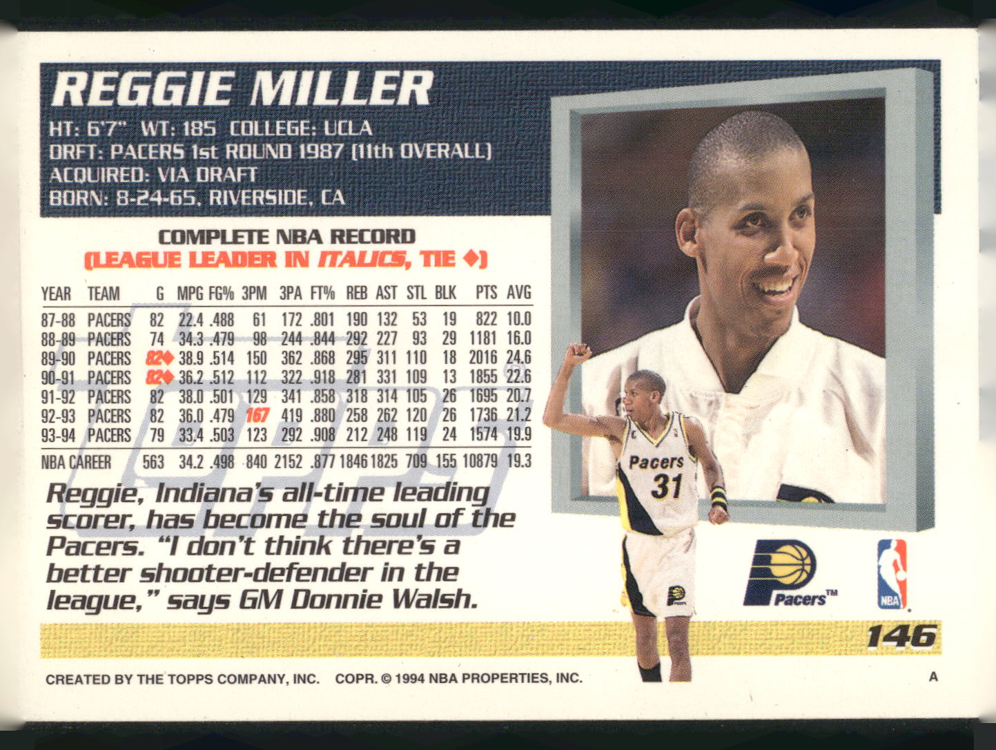 1994-95 Topps #146 Reggie Miller