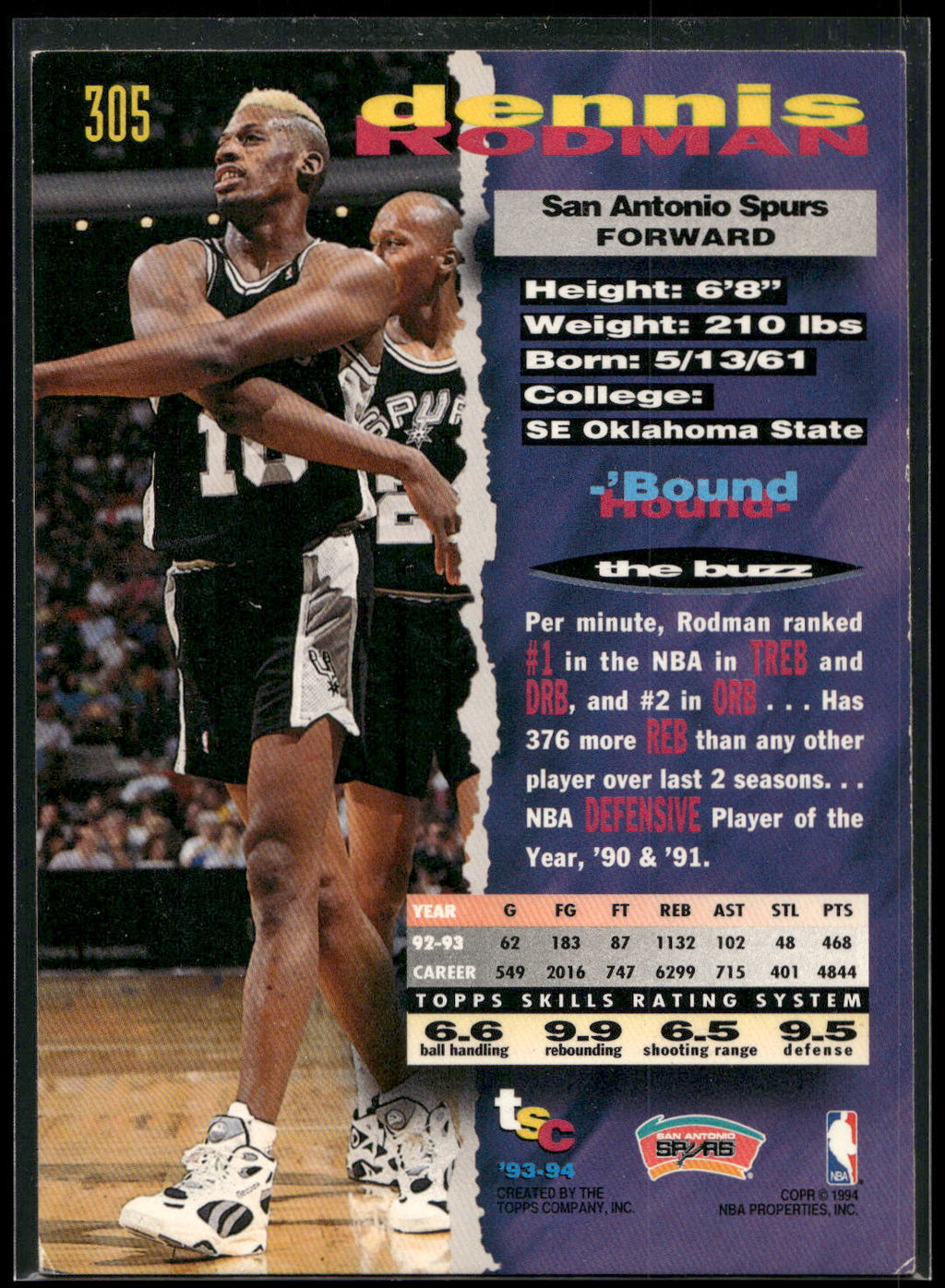 1993-94 Stadium Club #305 Dennis Rodman