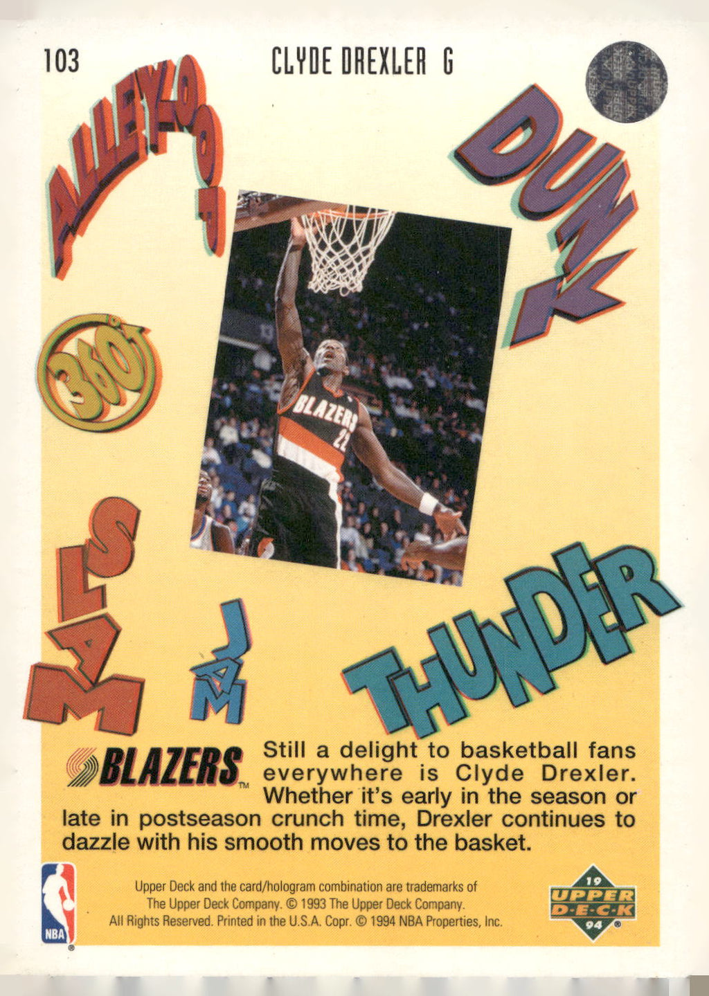 1993-94 Upper Deck Pro View #103 Clyde Drexler