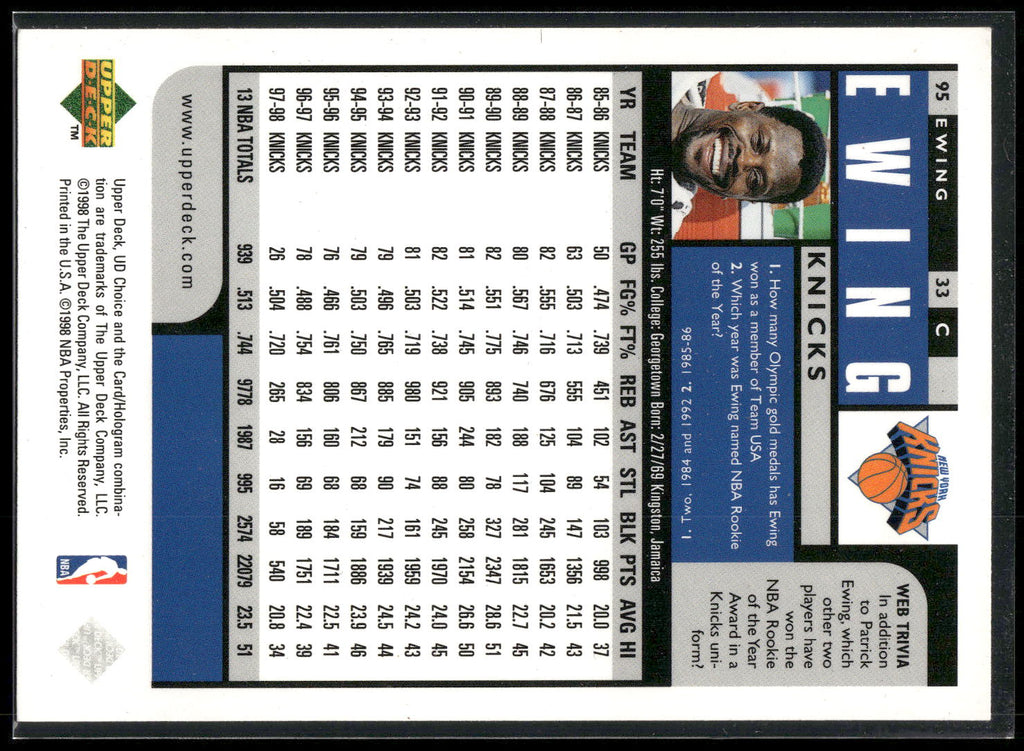 1998-99 UD Choice #95 Patrick Ewing