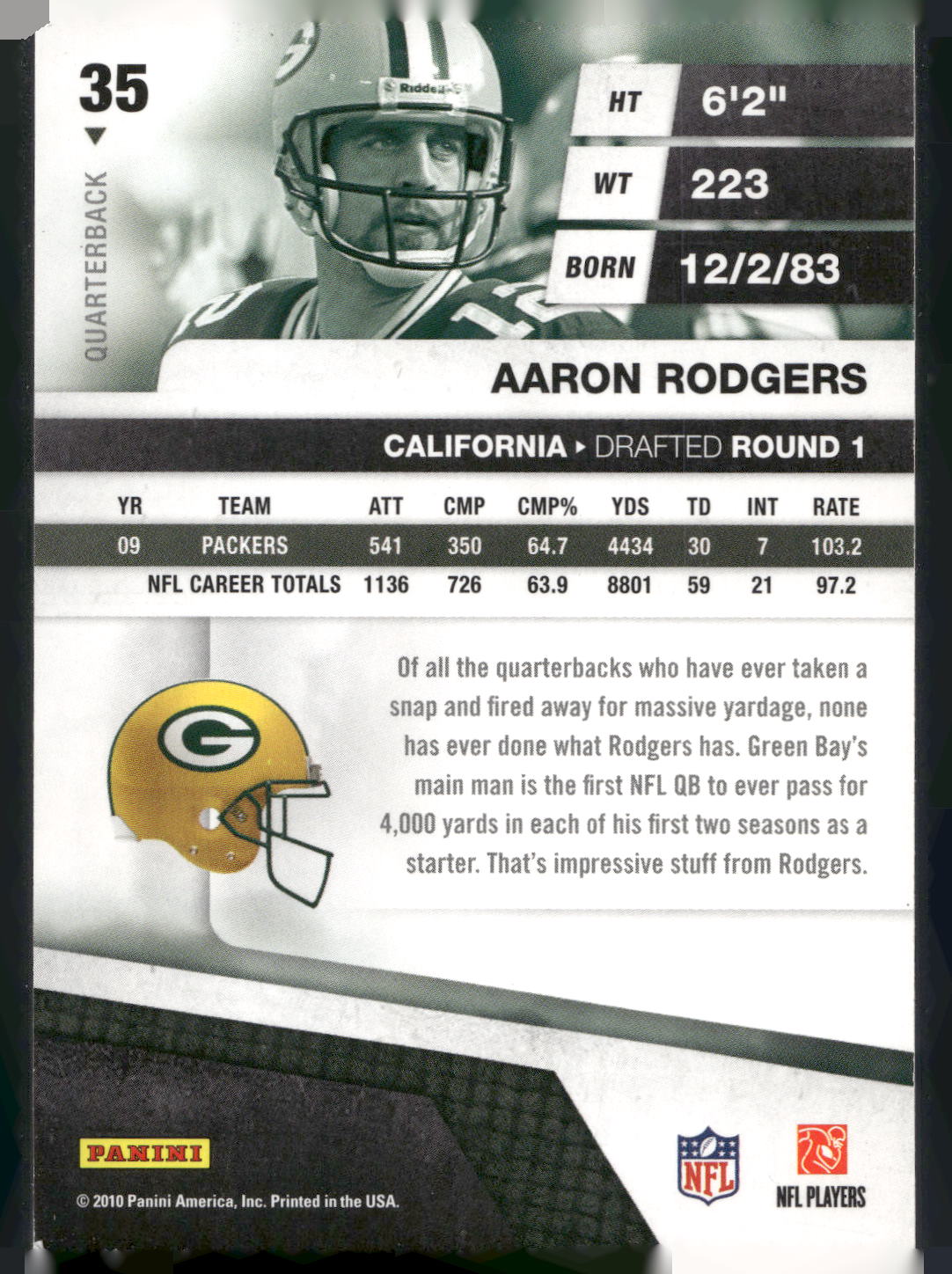 2010 Panini Absolute Memorabilia #35 Aaron Rodgers Retail
