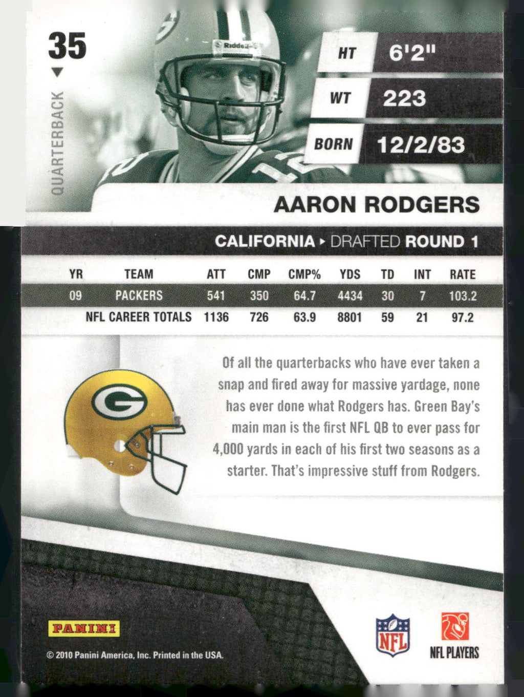 2010 Panini Absolute Memorabilia #35 Aaron Rodgers Retail