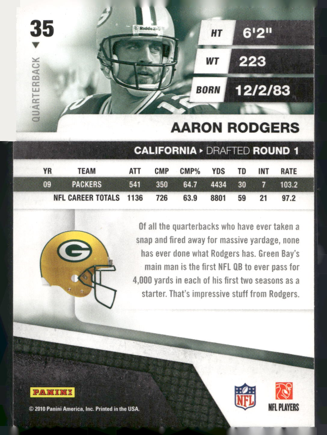 2010 Panini Absolute Memorabilia #35 Aaron Rodgers Retail
