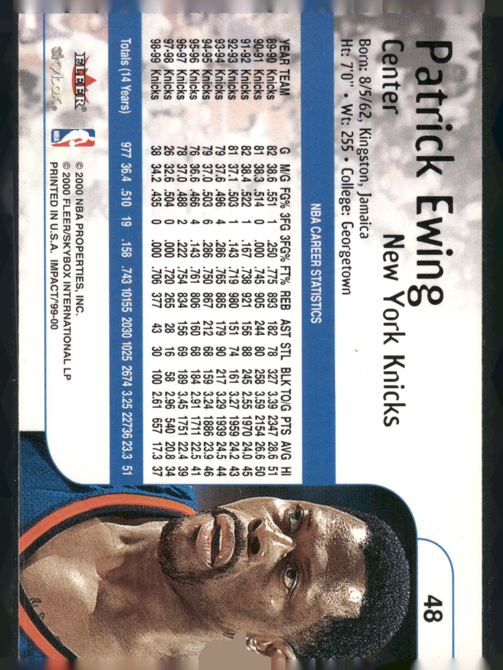 1999-00 SkyBox Impact #48 Patrick Ewing