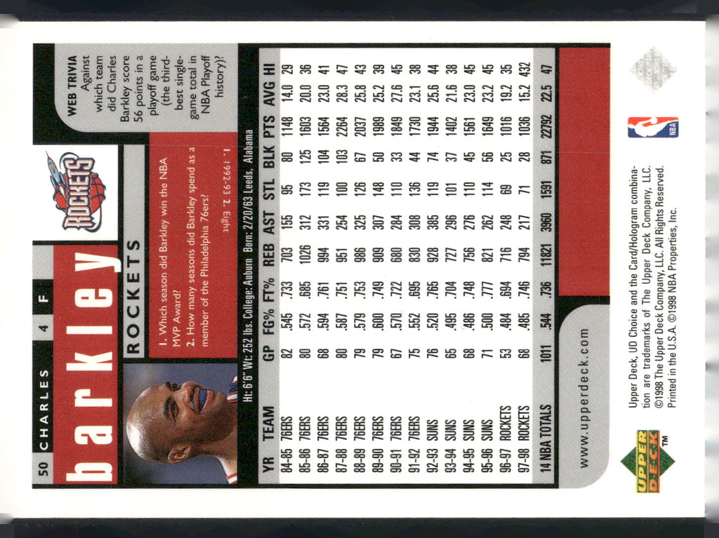1998-99 UD Choice Preview #50 Charles Barkley
