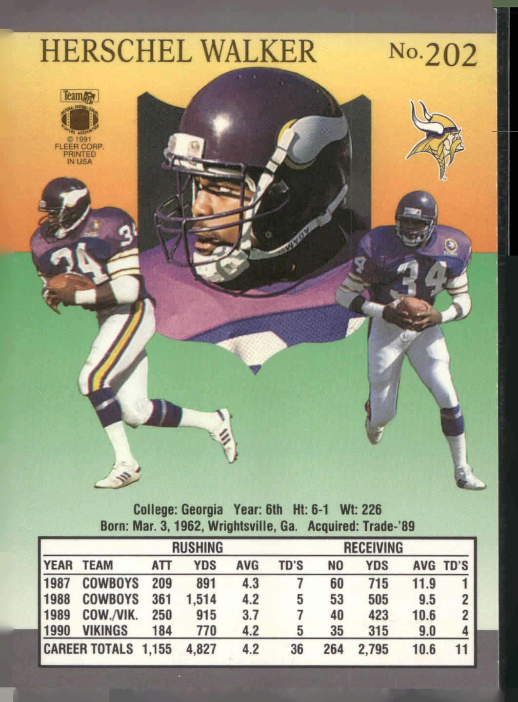 1991 Ultra #202 Herschel Walker