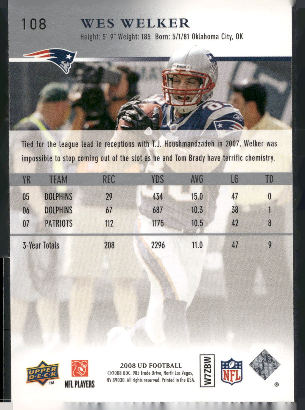 2008 Upper Deck #108 Wes Welker