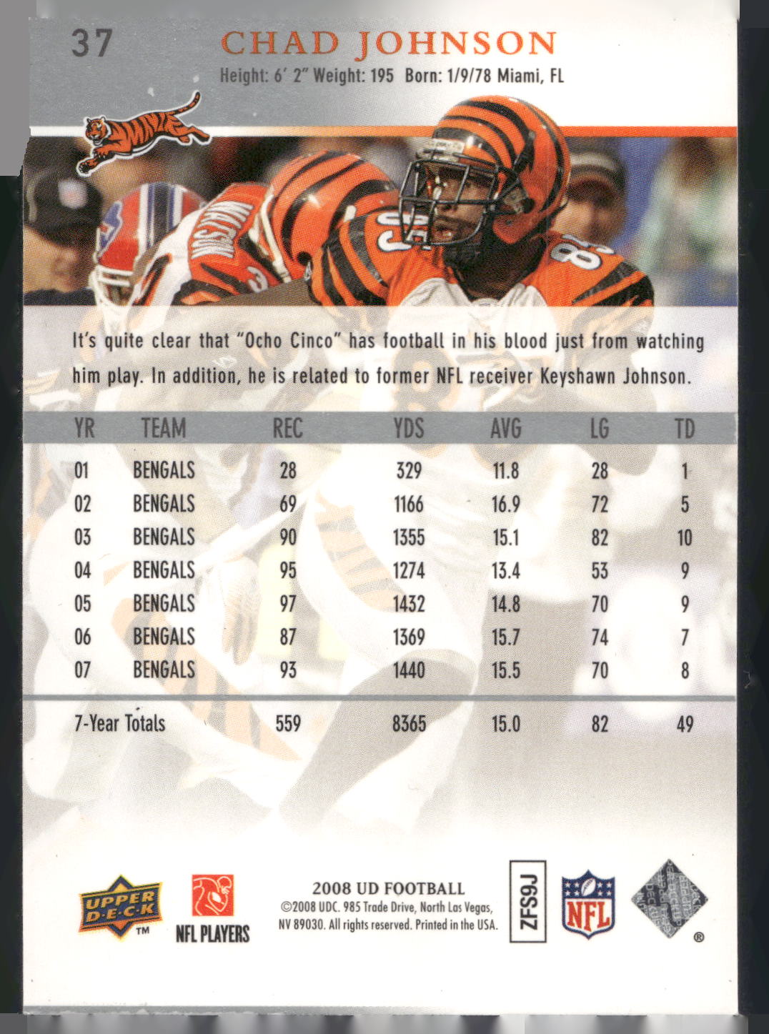 2008 Upper Deck #37 Chad Johnson