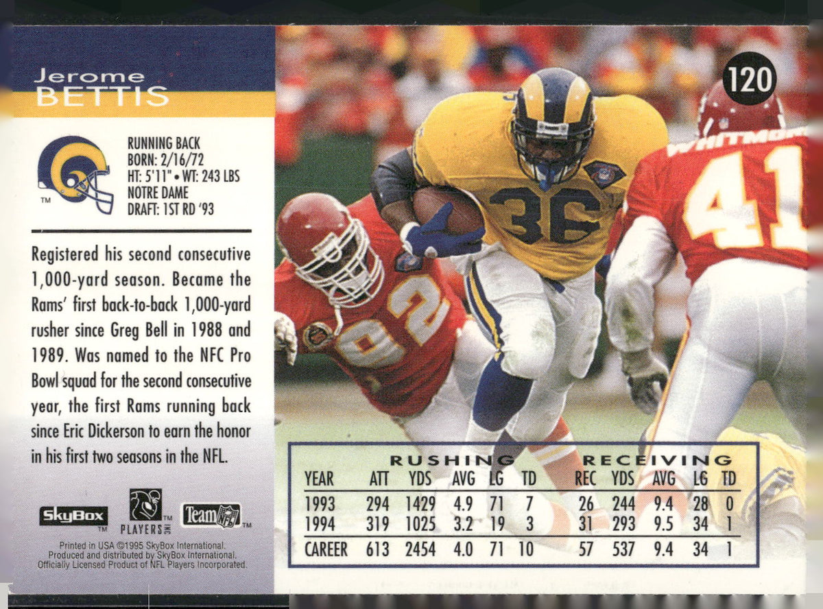 1995 SkyBox Impact #120 Jerome Bettis