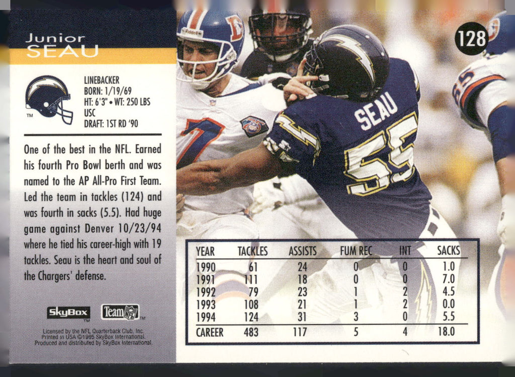 1995 SkyBox Impact #128 Junior Seau