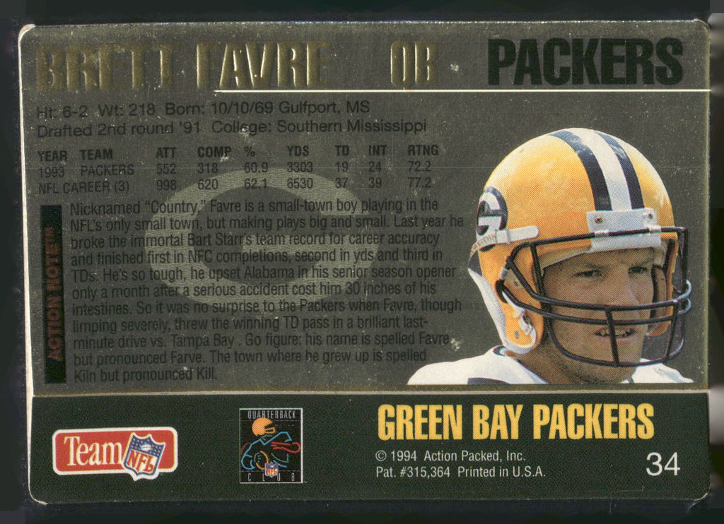 1994 Action Packed #34 Brett Favre