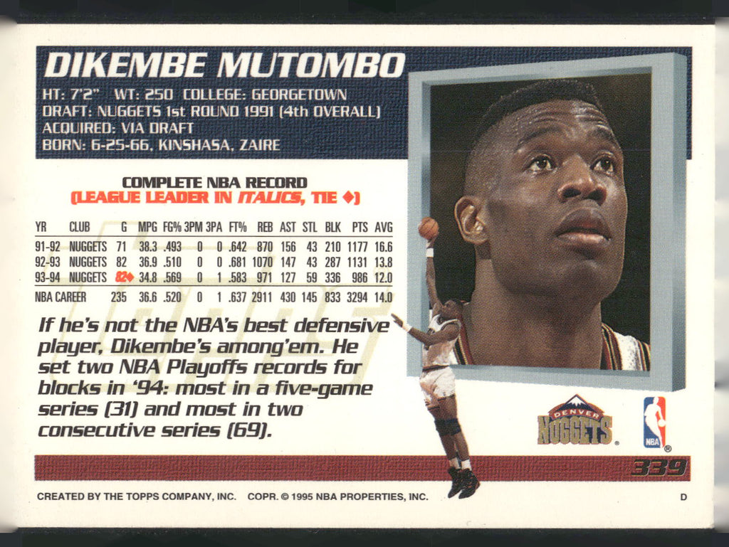 1994-95 Topps #339 Dikembe Mutombo