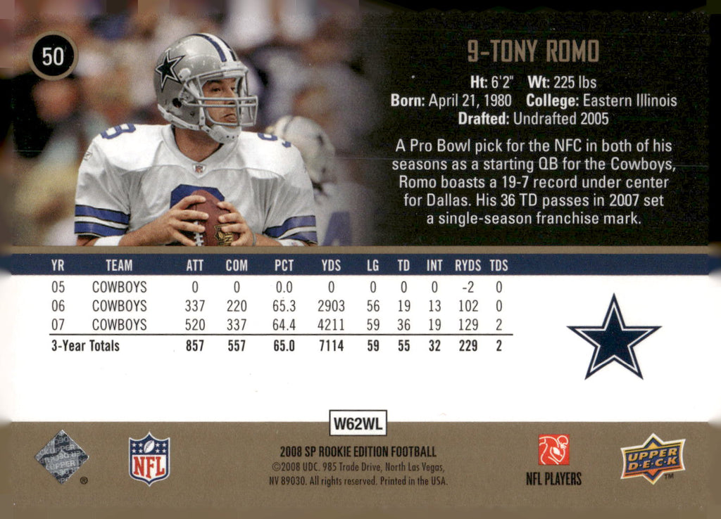 2008 SP Rookie Edition #50 Tony Romo
