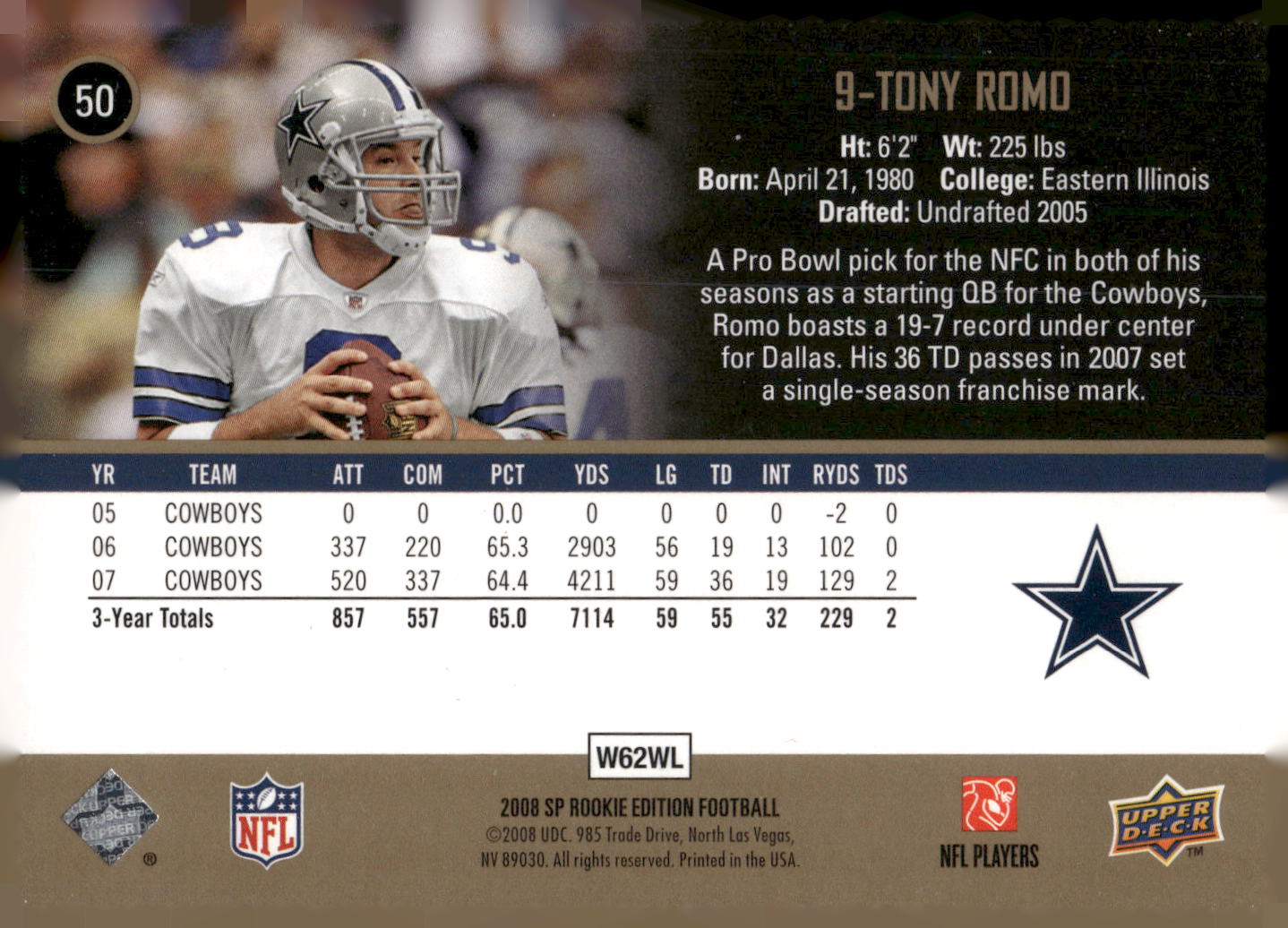 2008 SP Rookie Edition #50 Tony Romo