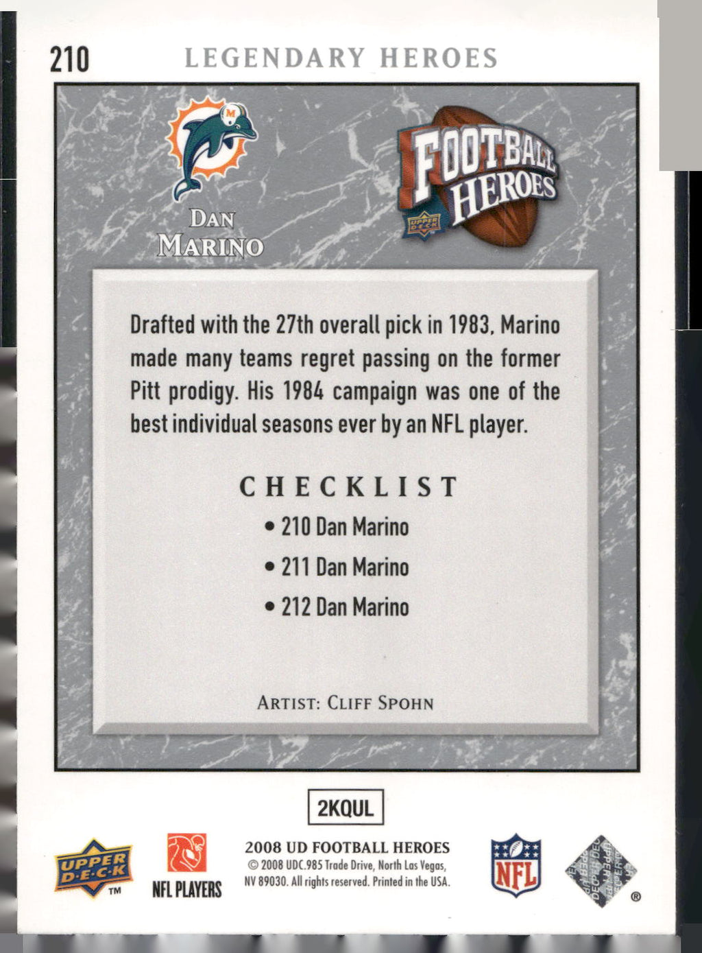 2008 Upper Deck Heroes #210 Dan Marino