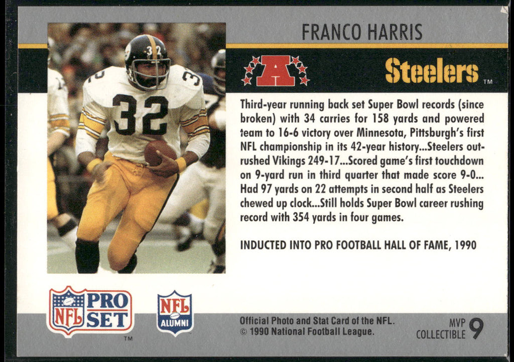 1990 Pro Set #9 Franco Harris Super Bowl MVP Collectibles