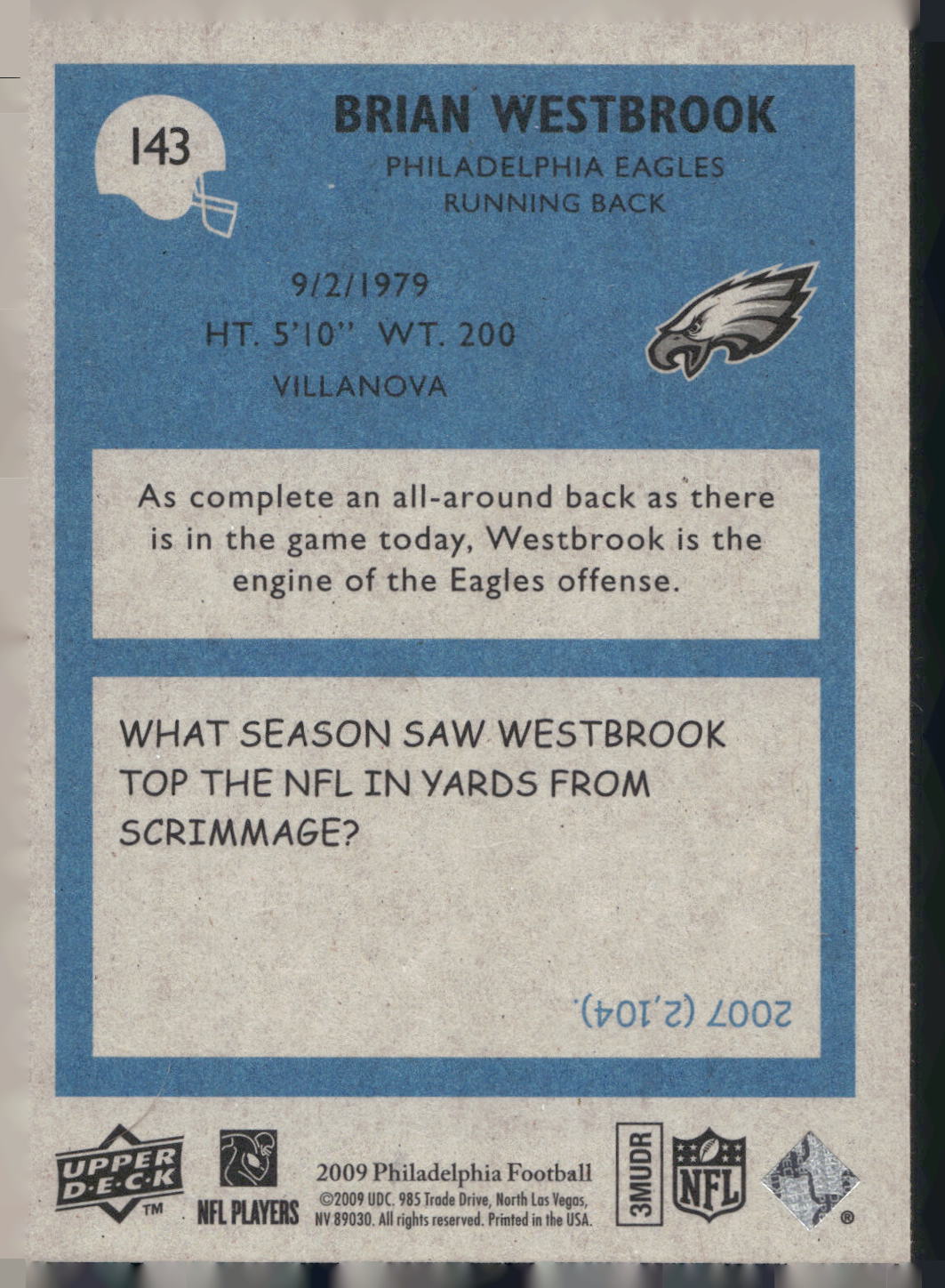 2009 Philadelphia #143 Brian Westbrook