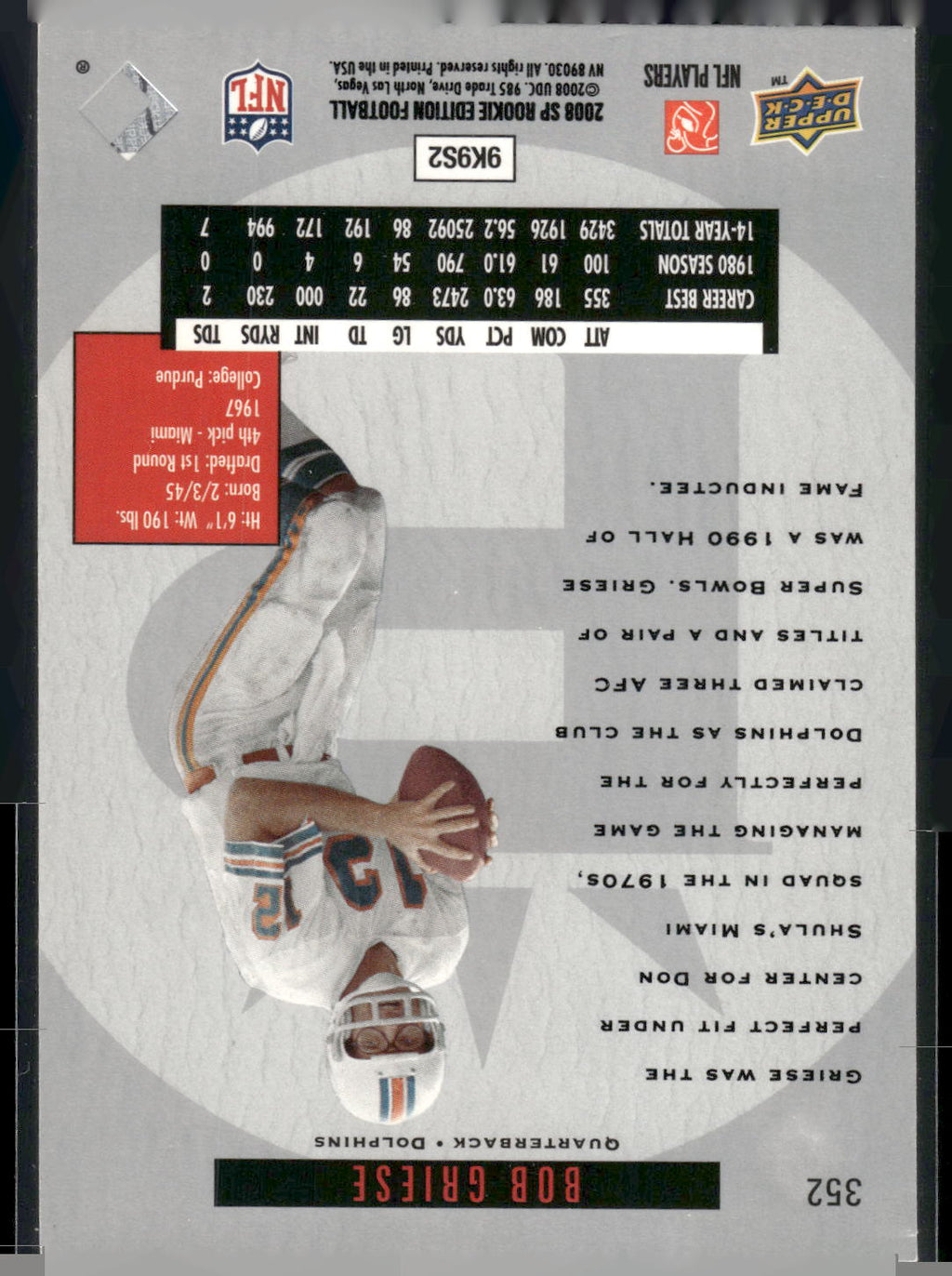 2008 SP Rookie Edition #352 Bob Griese