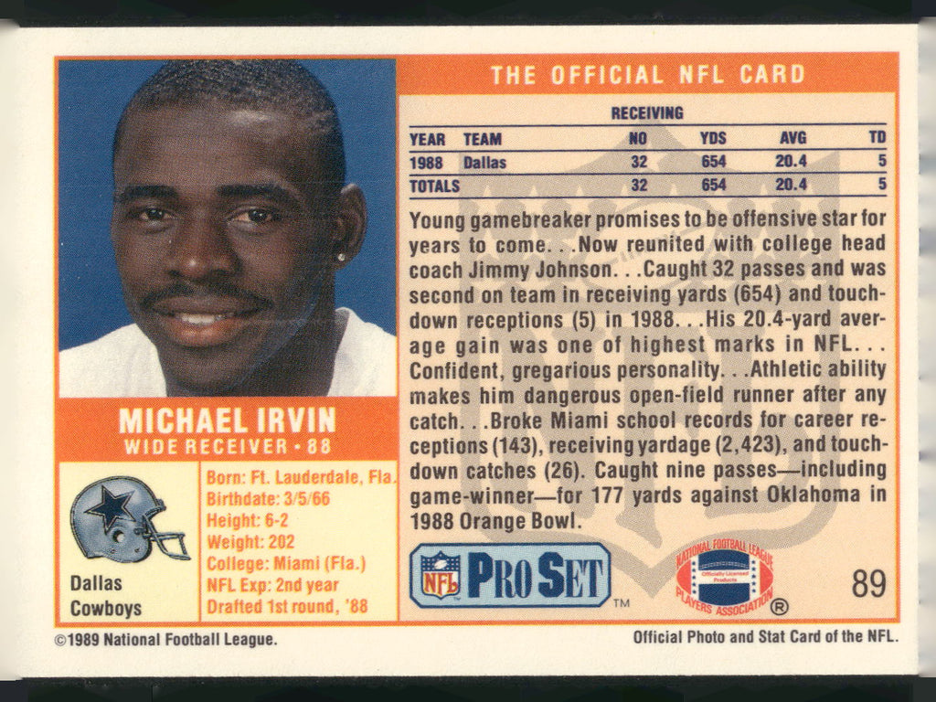 1989 Pro Set #89 Michael Irvin