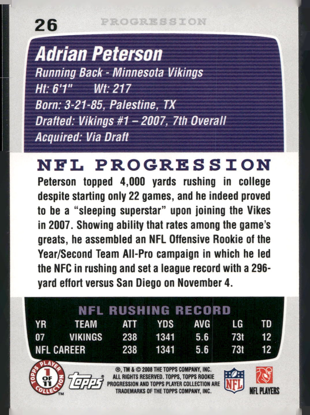 2008 Topps Rookie Progression #26 Adrian Peterson