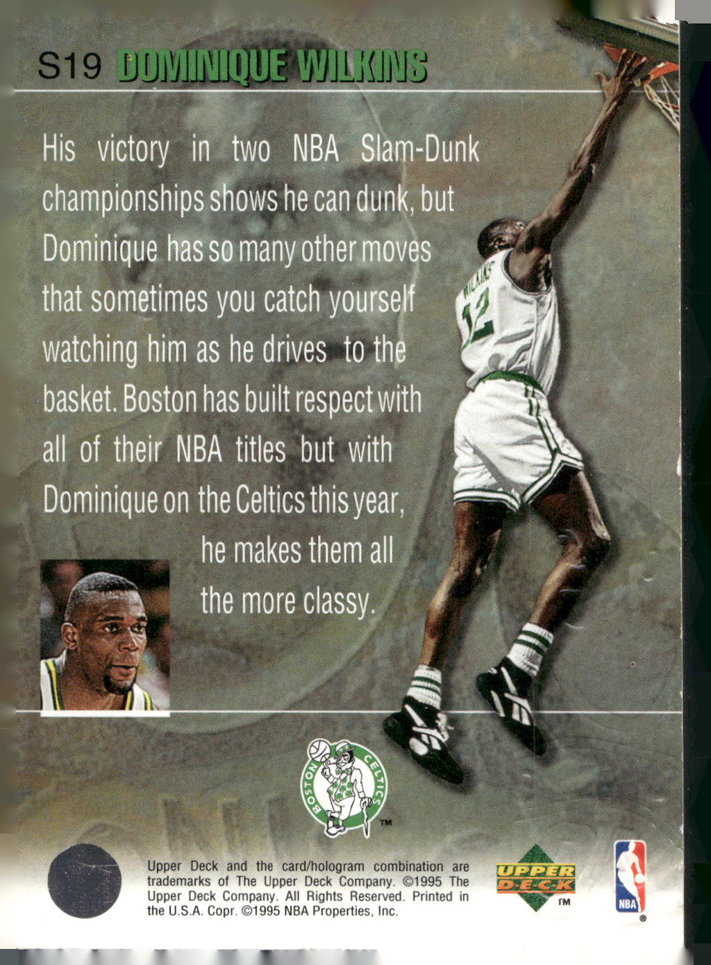 1994-95 Upper Deck #S19 Dominique Wilkins Kemp Slam Dunk Stars