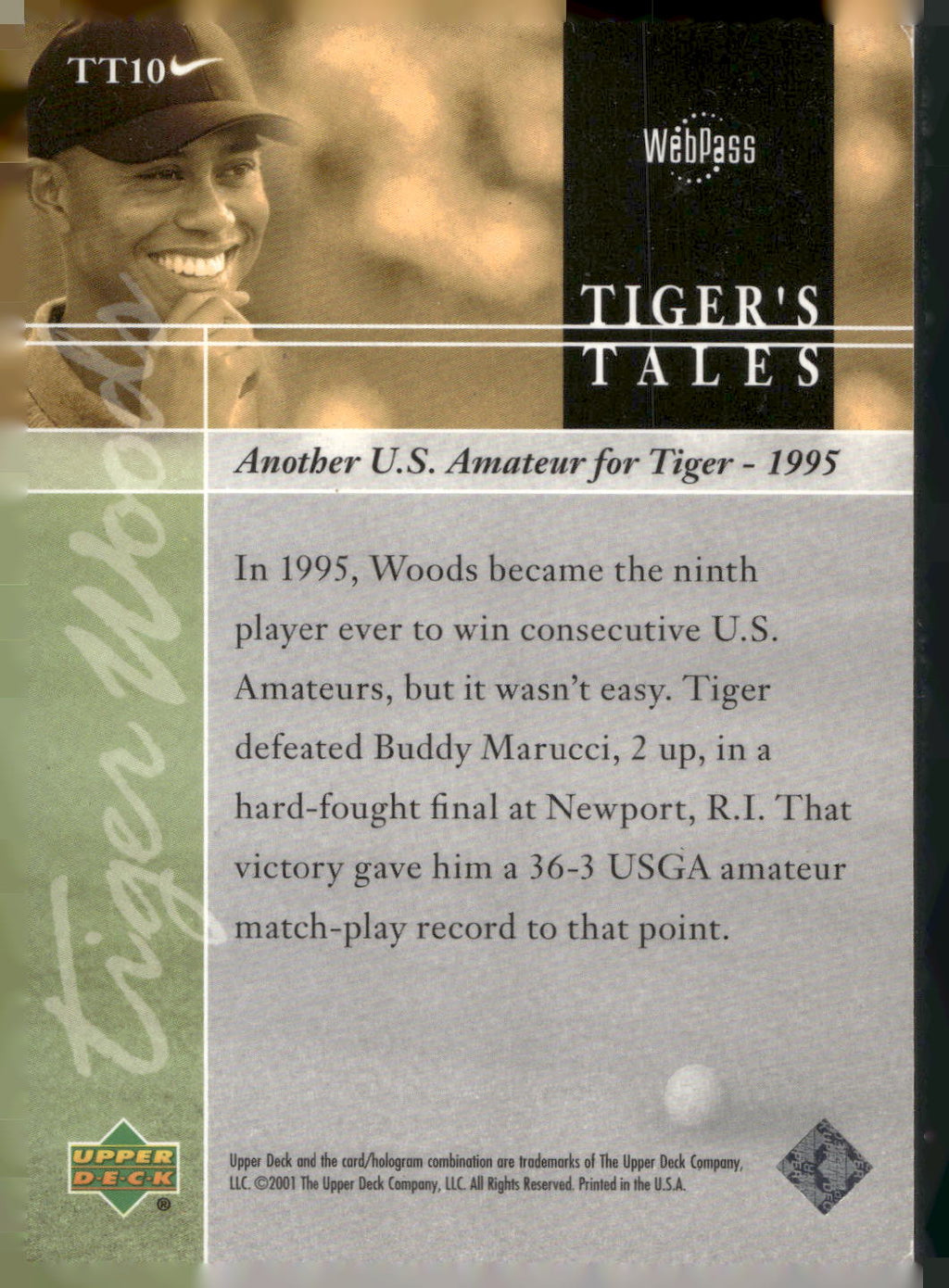 2001 Upper Deck #TT10 Tiger Woods Tiger's Tales