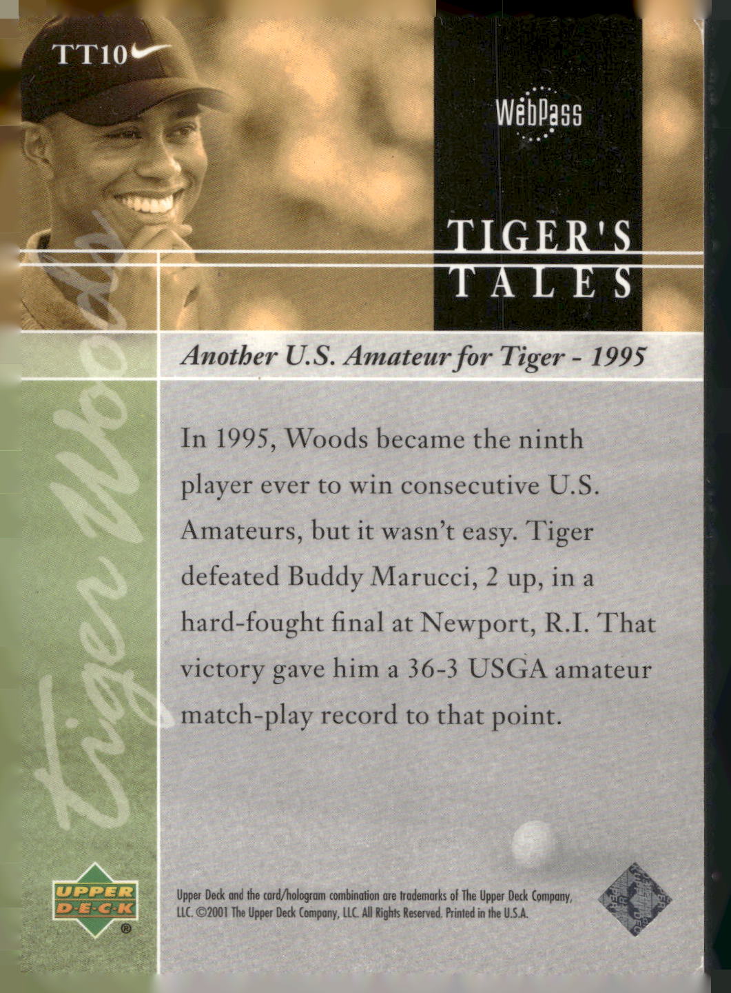 2001 Upper Deck #TT10 Tiger Woods Tiger's Tales