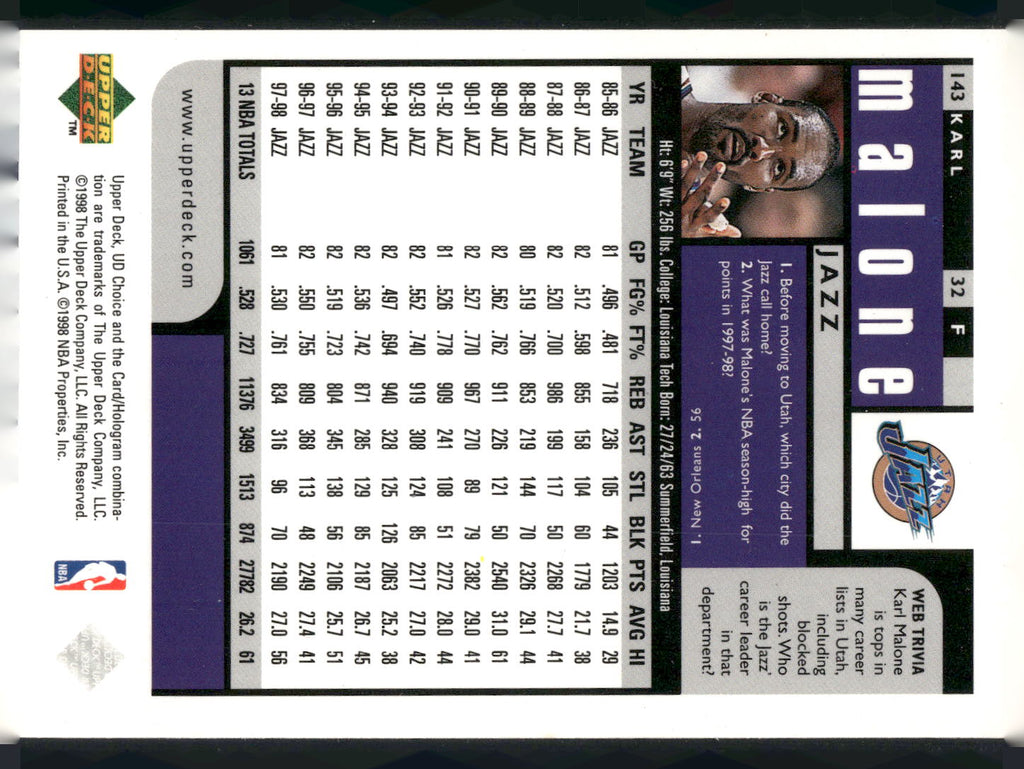 1998-99 UD Choice #143 Karl Malone