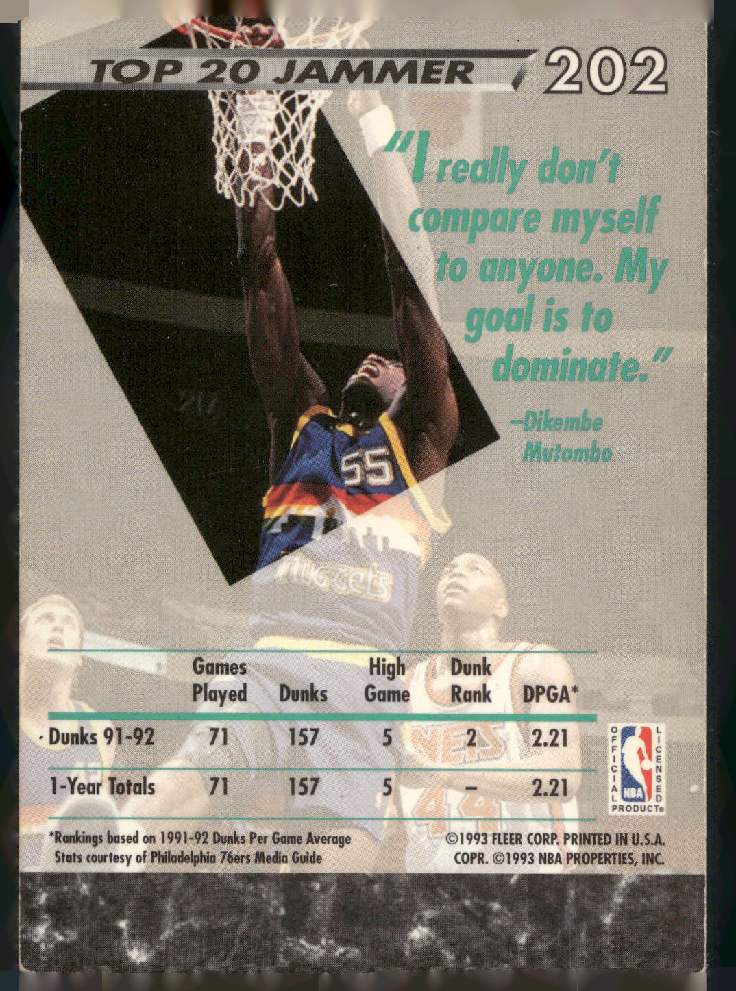 1992-93 Ultra #202 Dikembe Mutombo