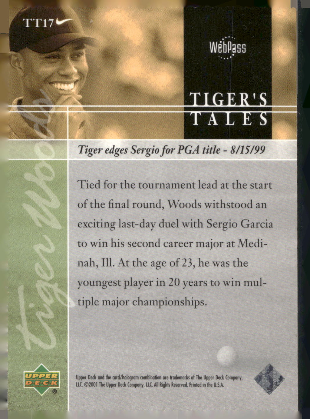 2001 Upper Deck #TT17 Tiger Woods Tiger's Tales