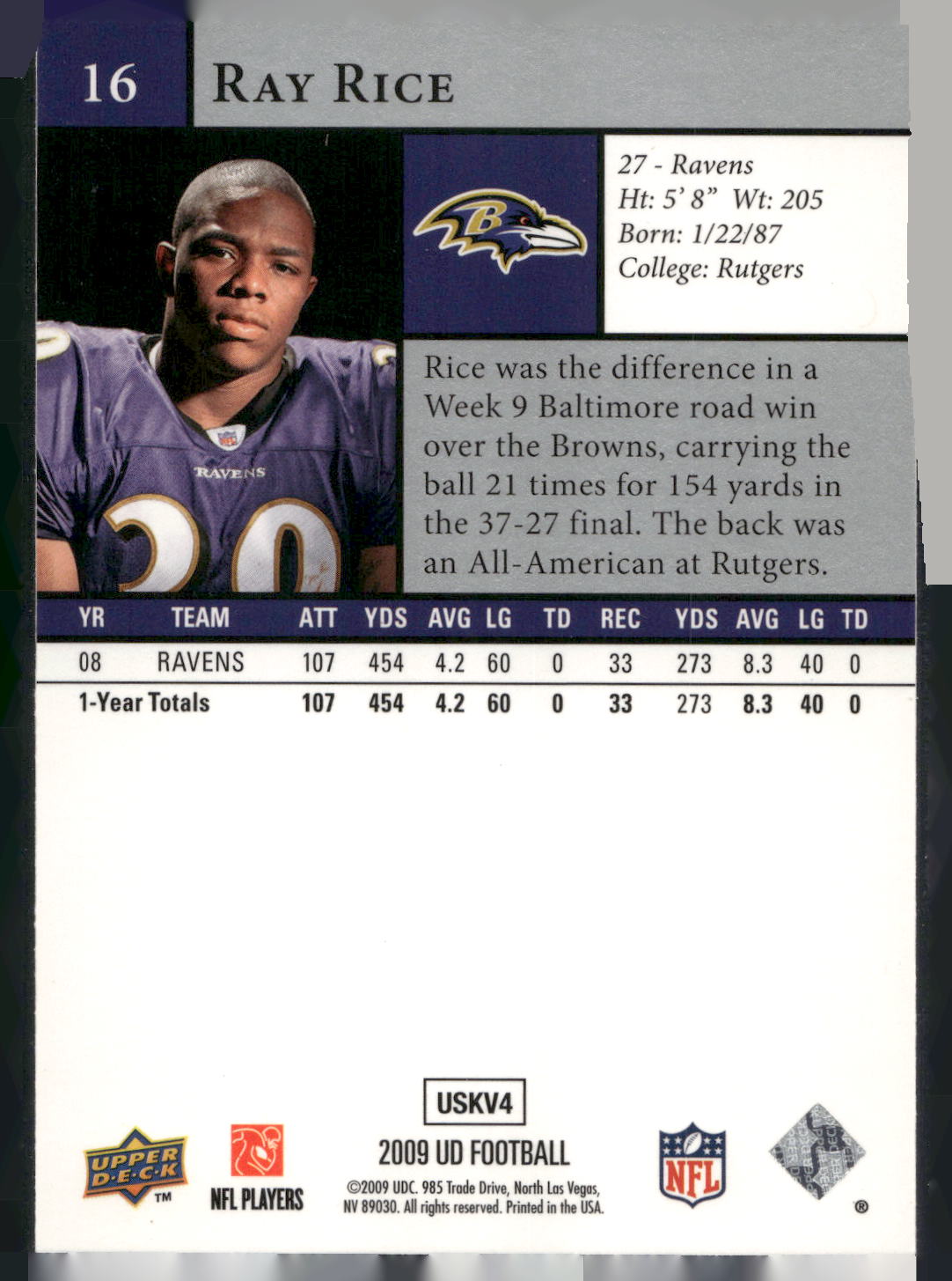 2009 Upper Deck #16 Ray Rice