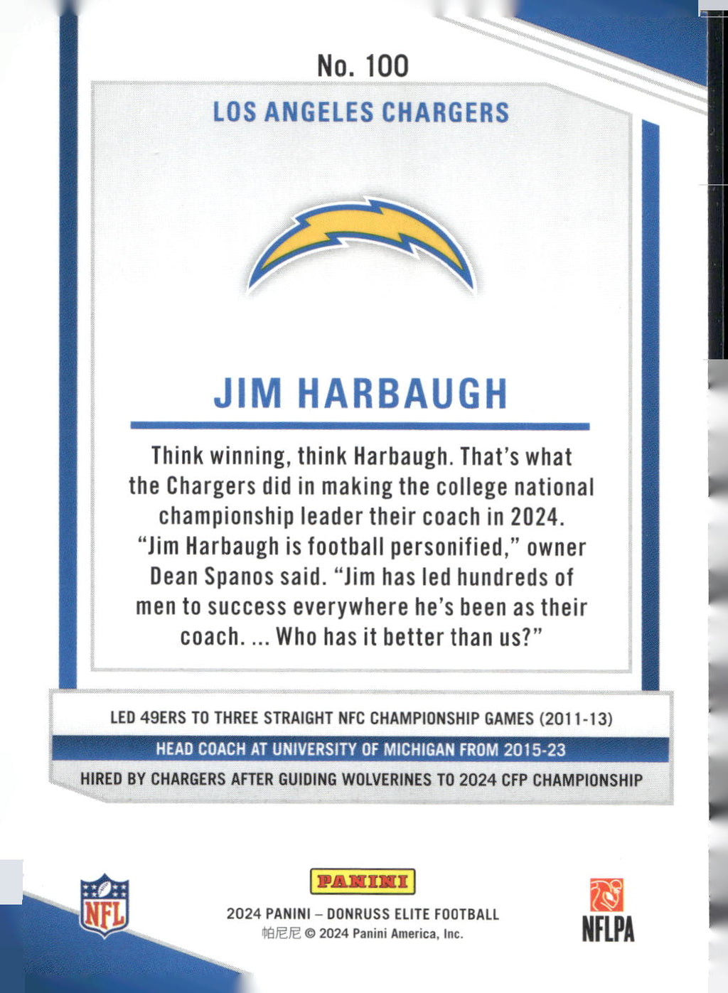 2024 Donruss Elite #100 Jim Harbaugh