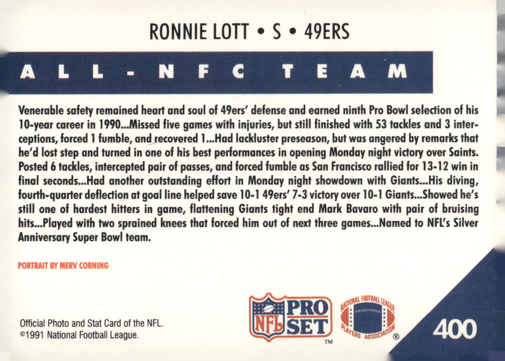 1991 Pro Set #400 Ronnie Lott