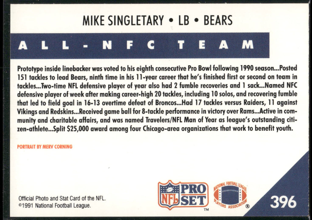 1991 Pro Set #396 Mike Singletary