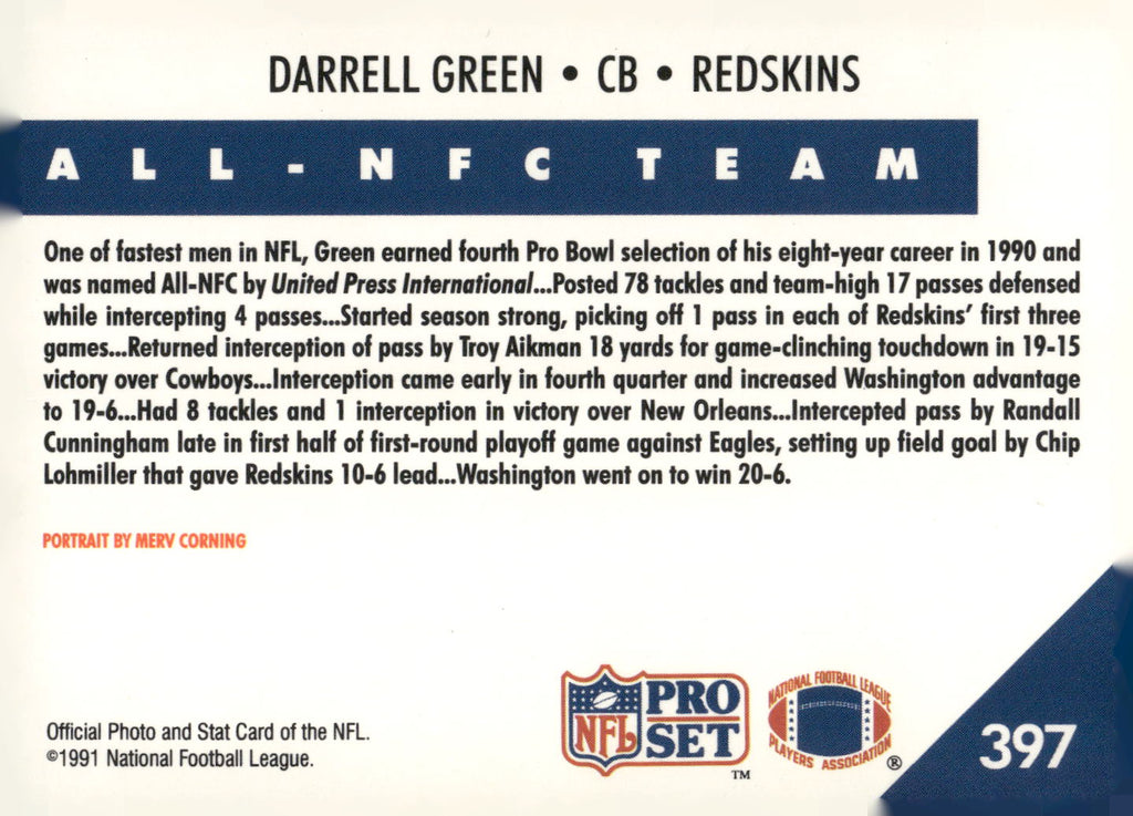 1991 Pro Set #397 Darrell Green