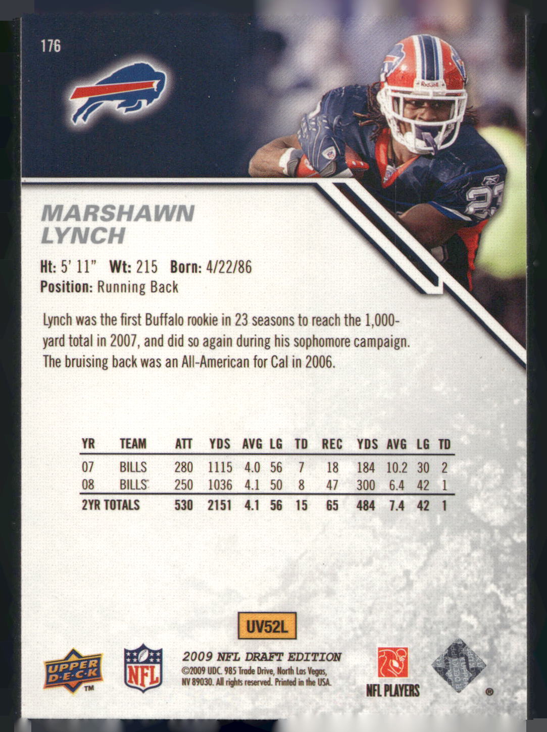 2009 Upper Deck Draft Edition #176 Marshawn Lynch