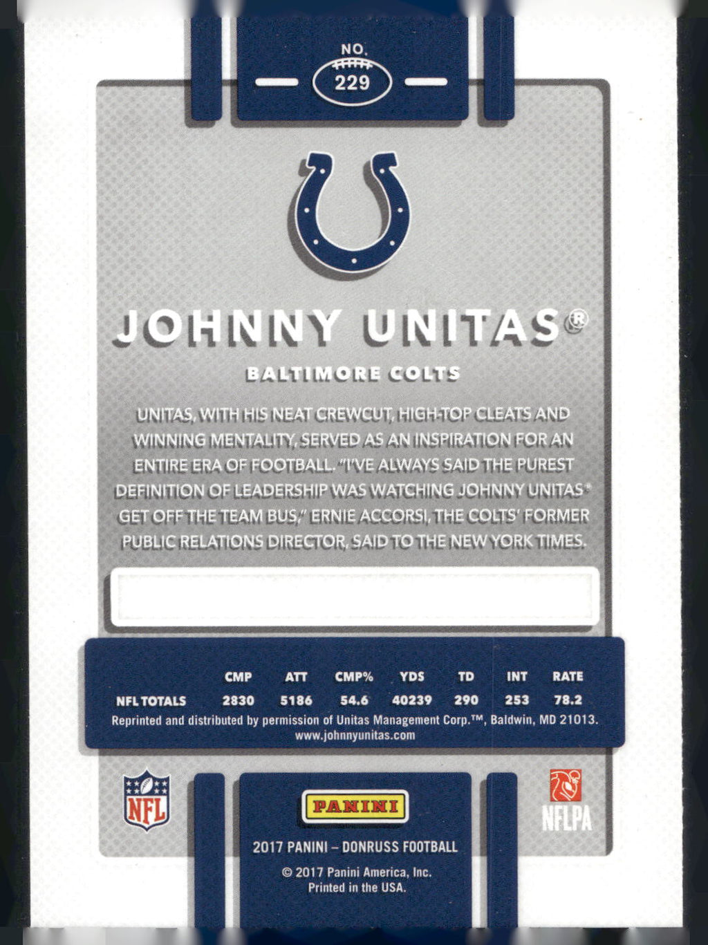 2017 Donruss #229 Johnny Unitas