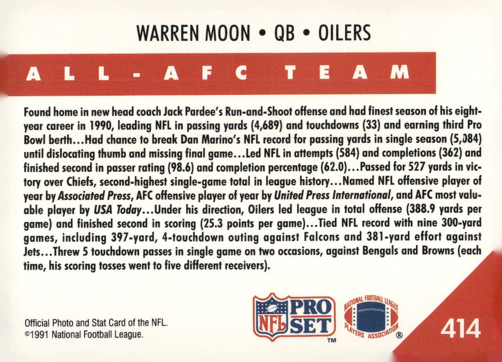 1991 Pro Set #414 Warren Moon