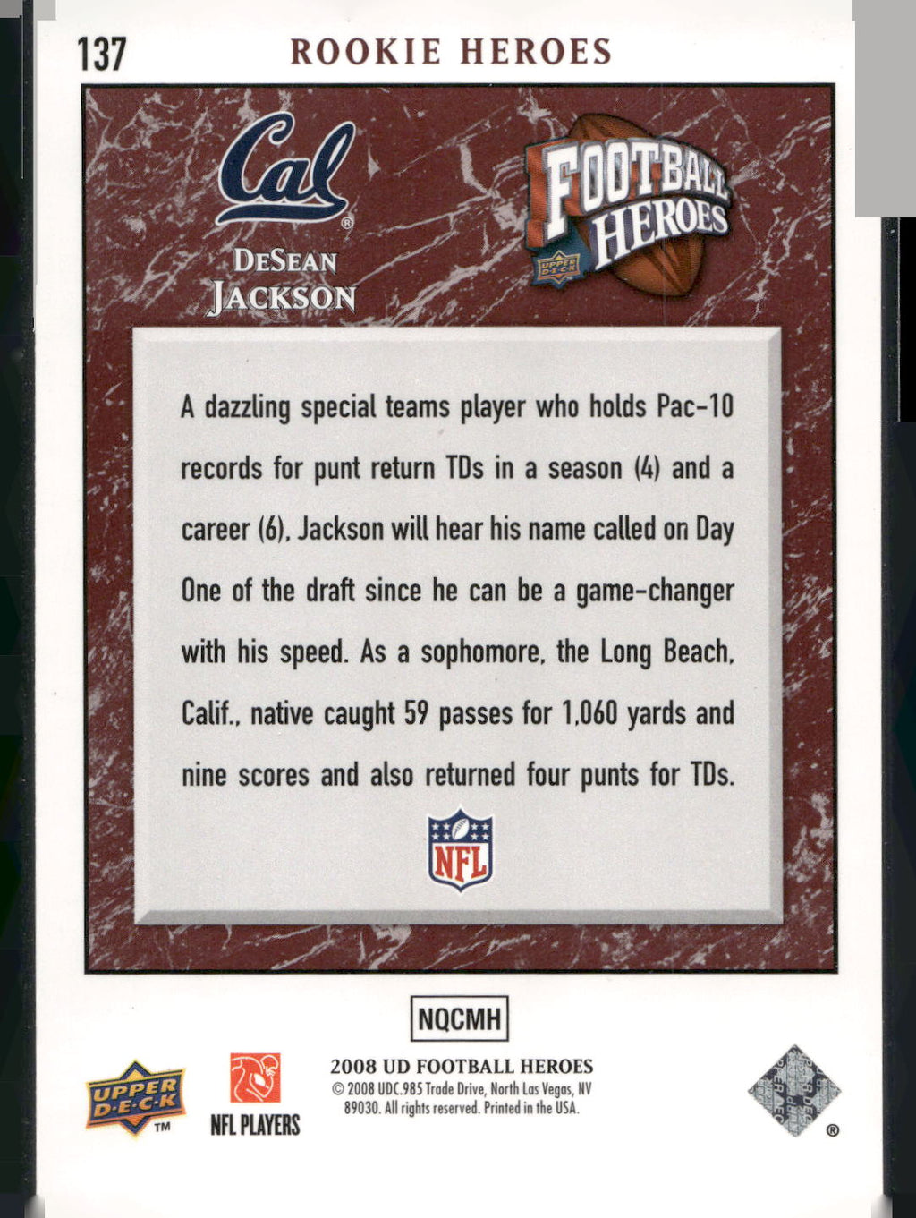 2008 Upper Deck Heroes #137 DeSean Jackson