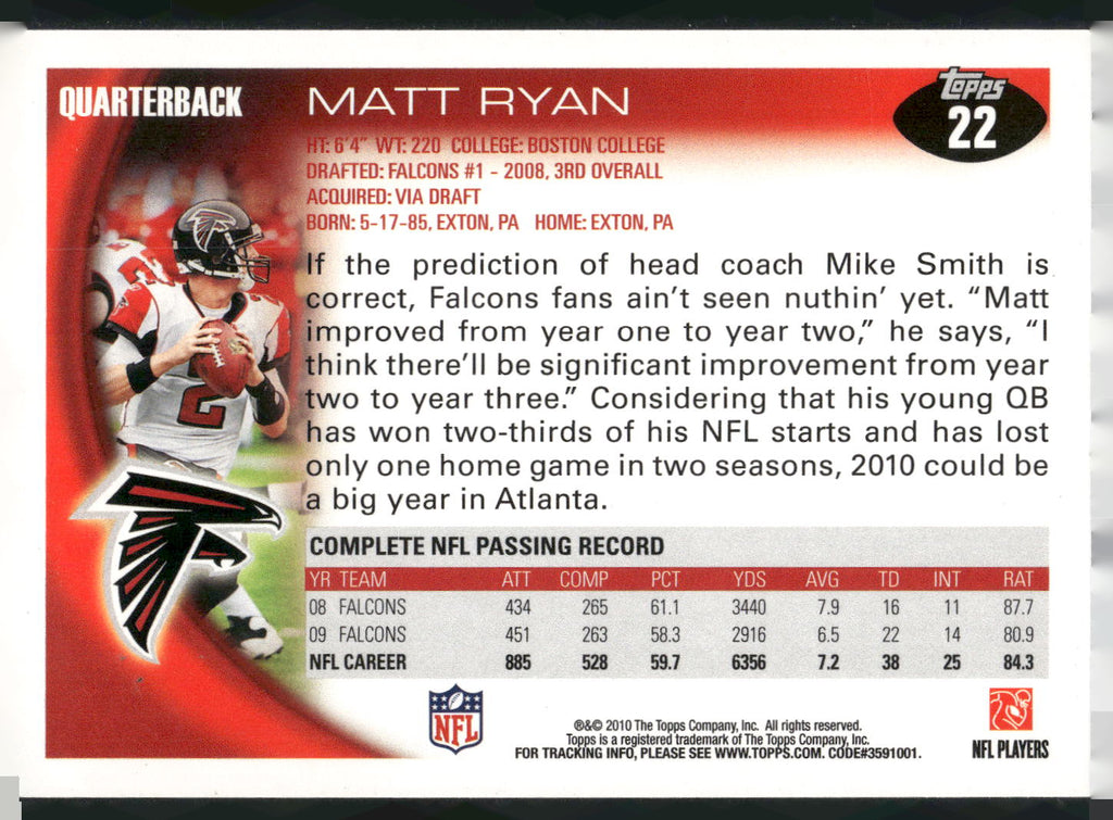 2010 Topps #22 Matt Ryan
