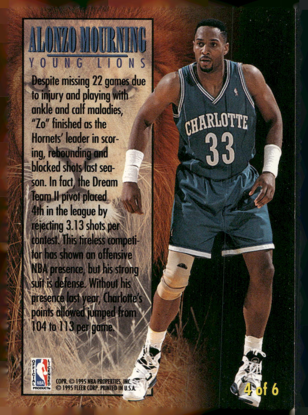 1994-95 Fleer #4 Alonzo Mourning Young Lions