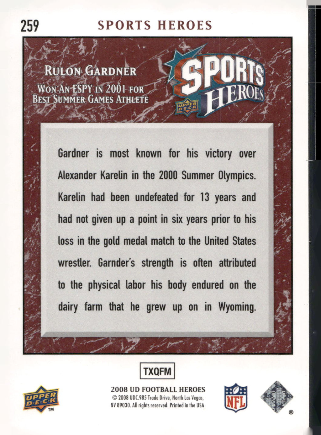 2008 Upper Deck Heroes #259 Rulon Gardner