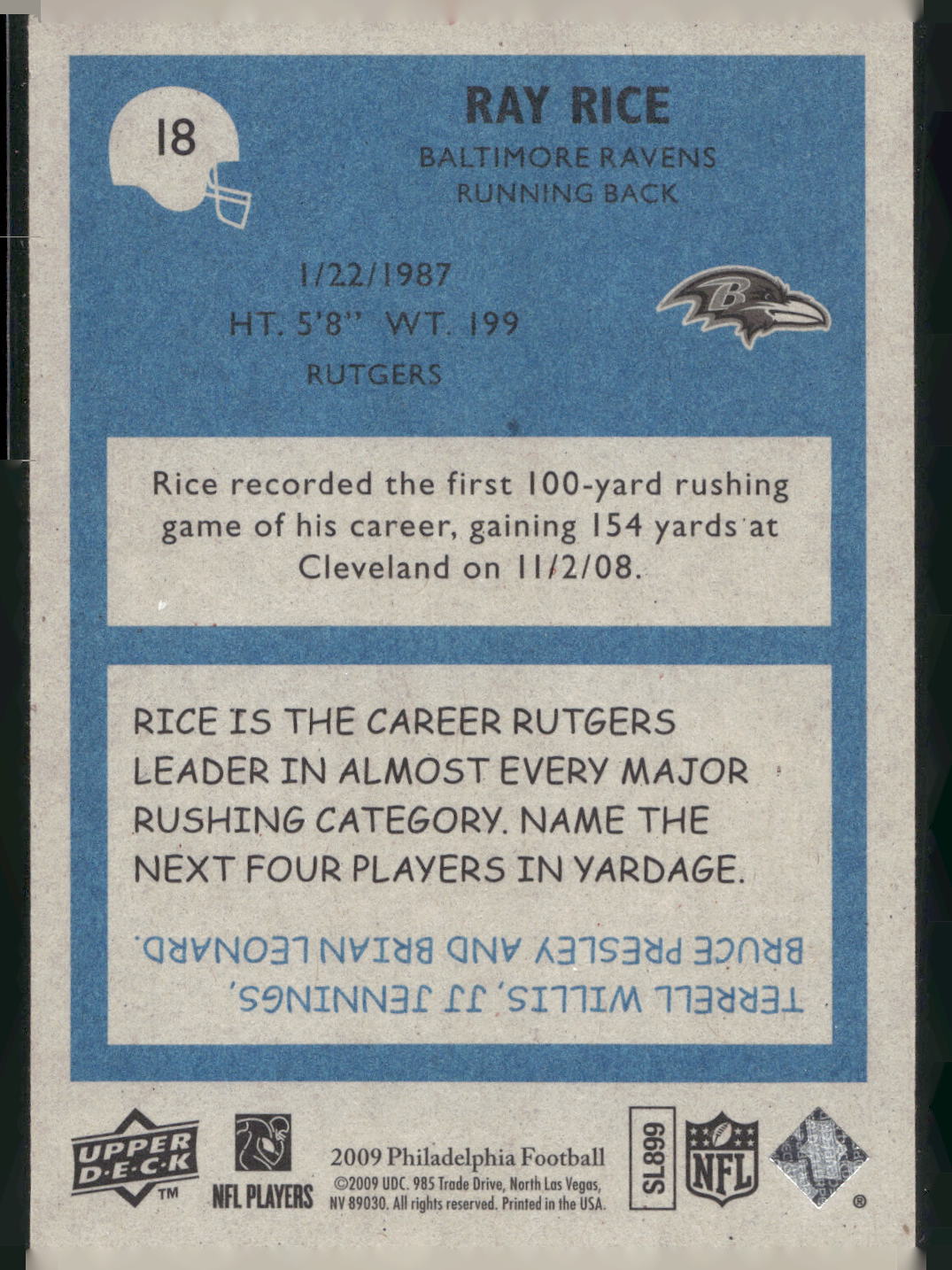 2009 Philadelphia #18 Ray Rice