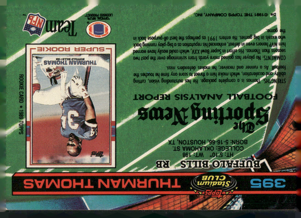 1991 Stadium Club #395 Thurman Thomas