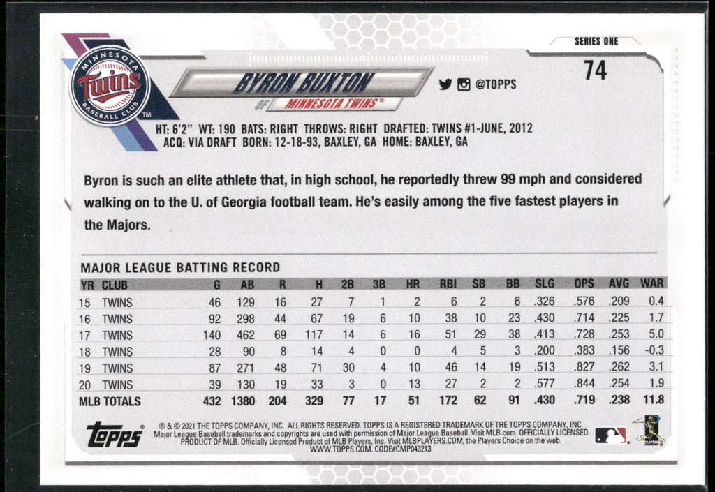 2021 Topps #74 Byron Buxton