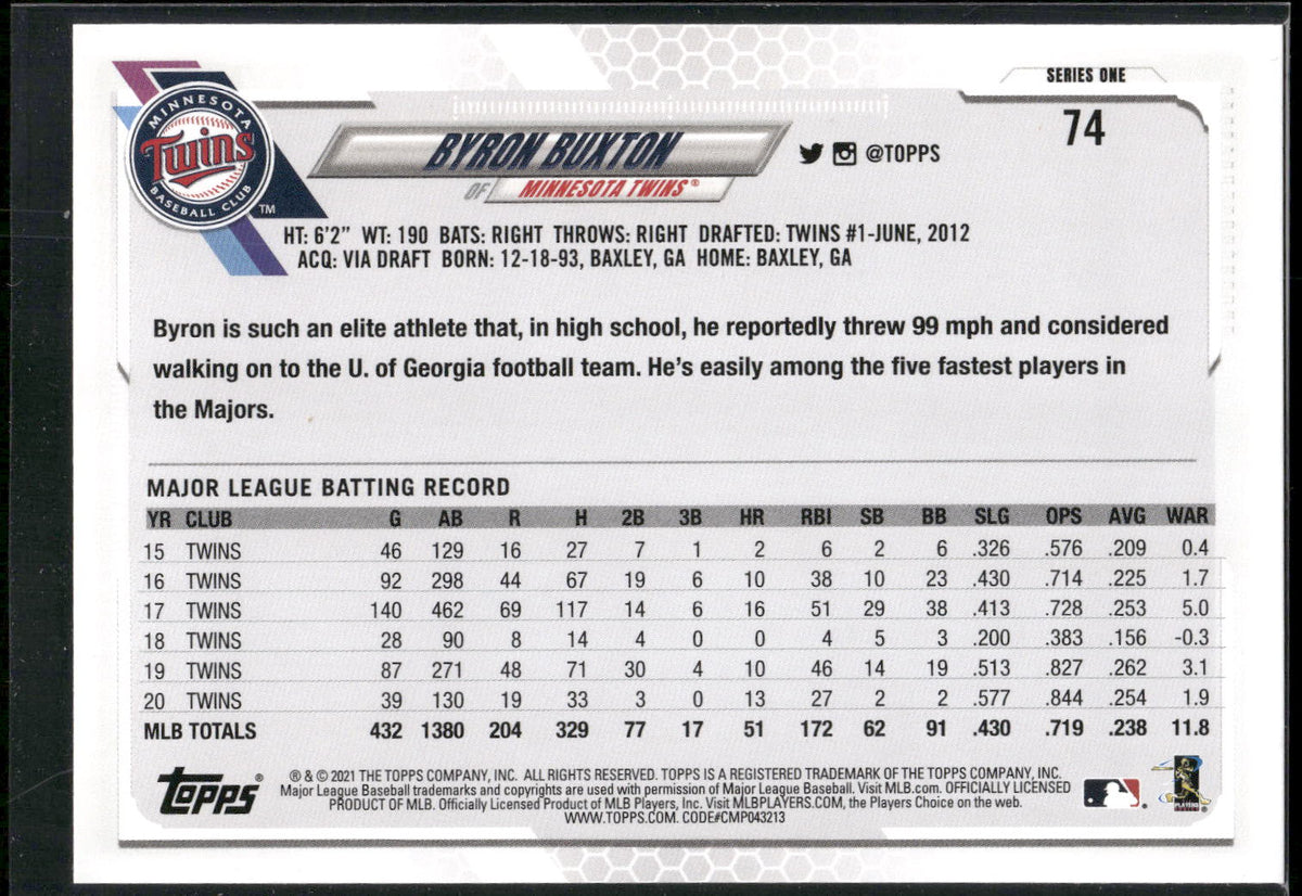 2021 Topps #74 Byron Buxton