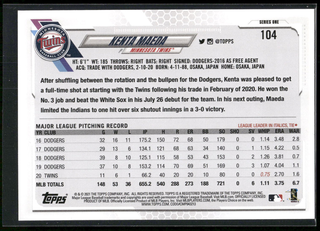 2021 Topps #104 Kenta Maeda